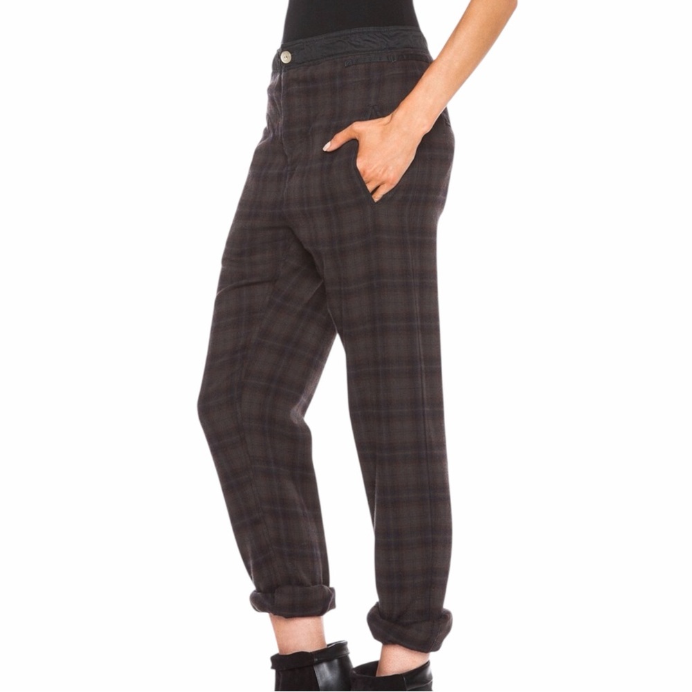 Isabel Marant High Waisted Flannel Plaid Straight Leg‎ Pant